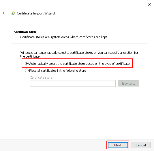screenshot certificate import wizard 2